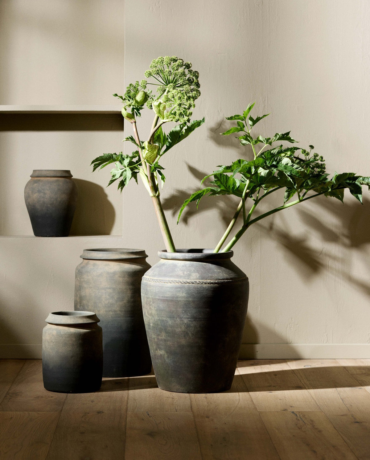 KAVO rustik urtepotte/vase, S - sort/brun