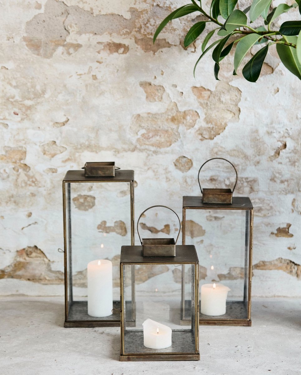 ANTIQUE lanterne i jern - h27 cm - guld finish - naordal.com
