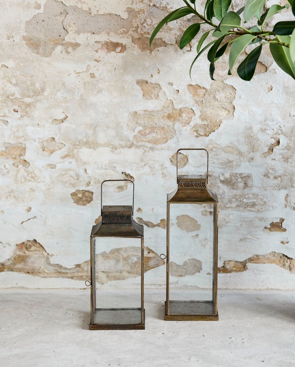 ANTIQUE lanterne i jern - h38 cm - guld finish - naordal.com