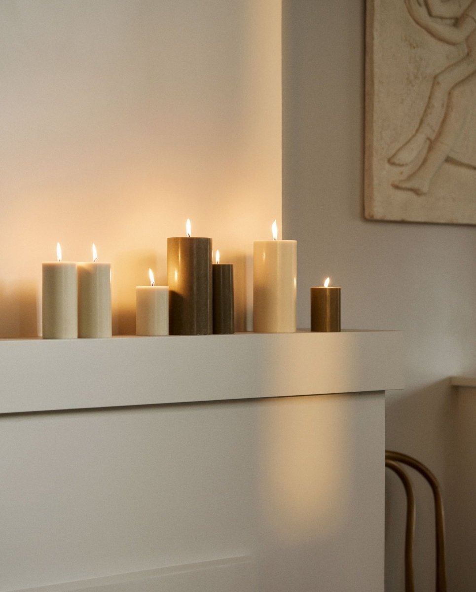 CANDLE, bloklys, 6,8x15cm, beige - naordal.com