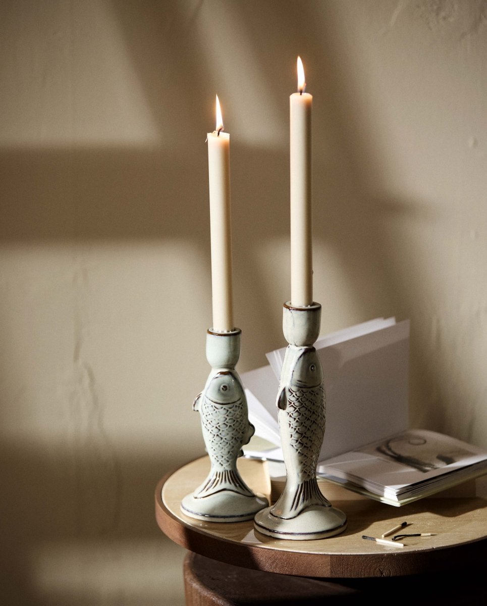 CANDLE, stearinlys, sæt m/4, 25cm - beige - naordal.com
