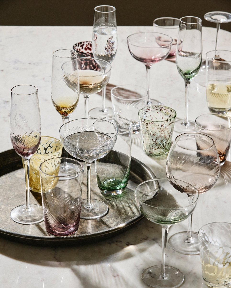 GARO højt drikkeglas - h15 cm - klar glas/grøn - naordal.com