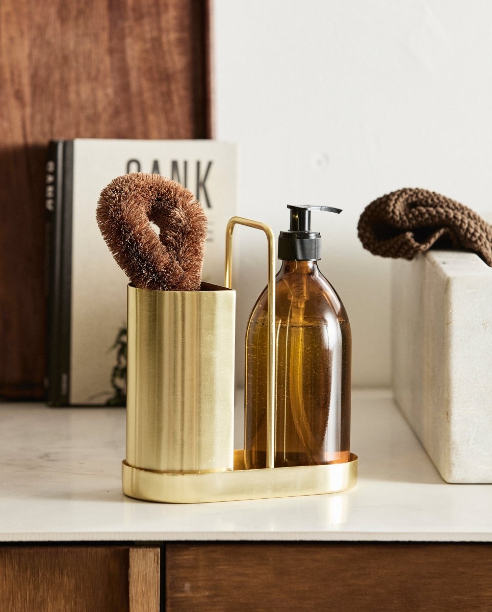 KAKI holder til opvaskebørste - 8,4x17,9 cm - guld - naordal.com
