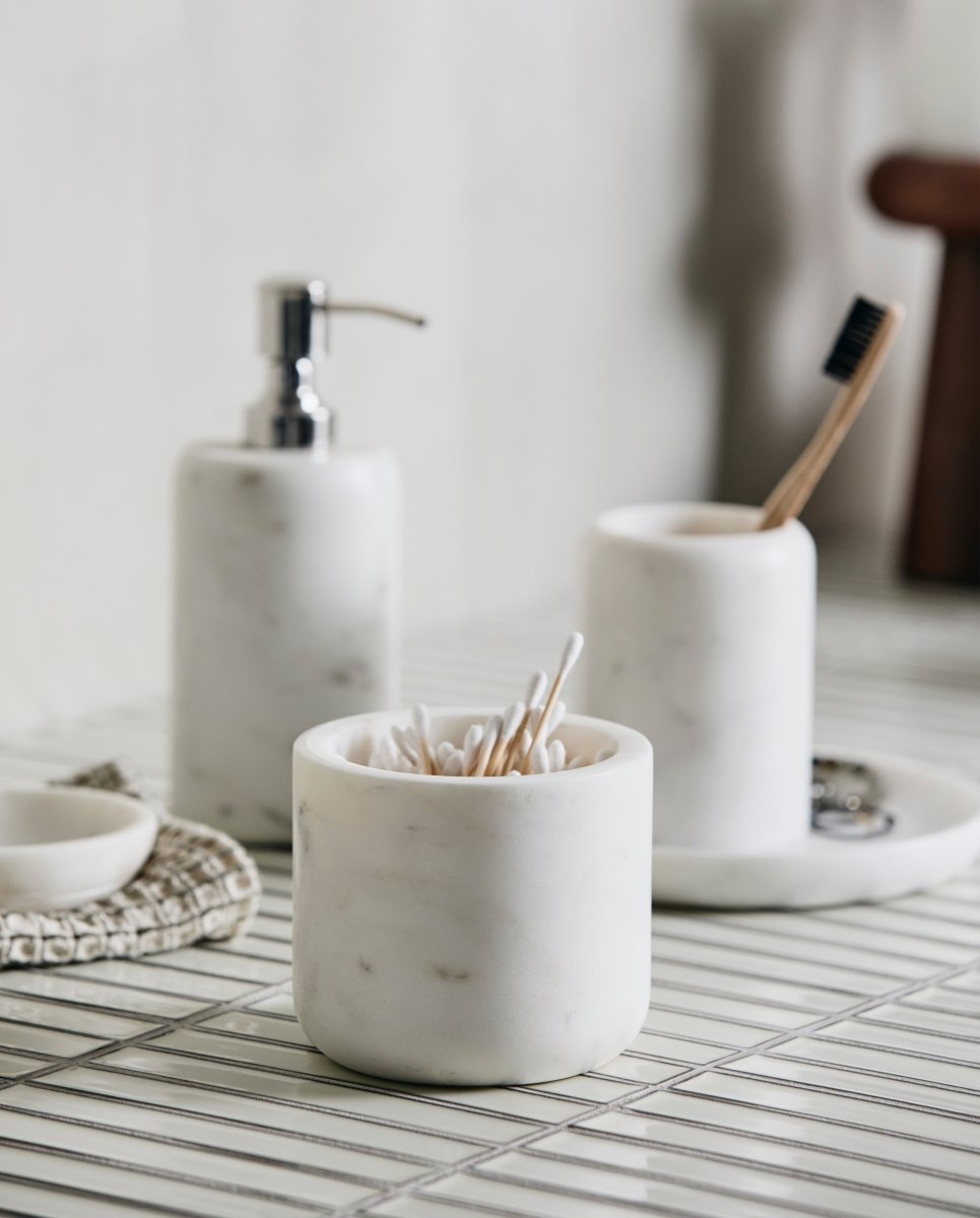 MARBLE opbevaringskrukke i marmor - h10 cm - hvid - naordal.com
