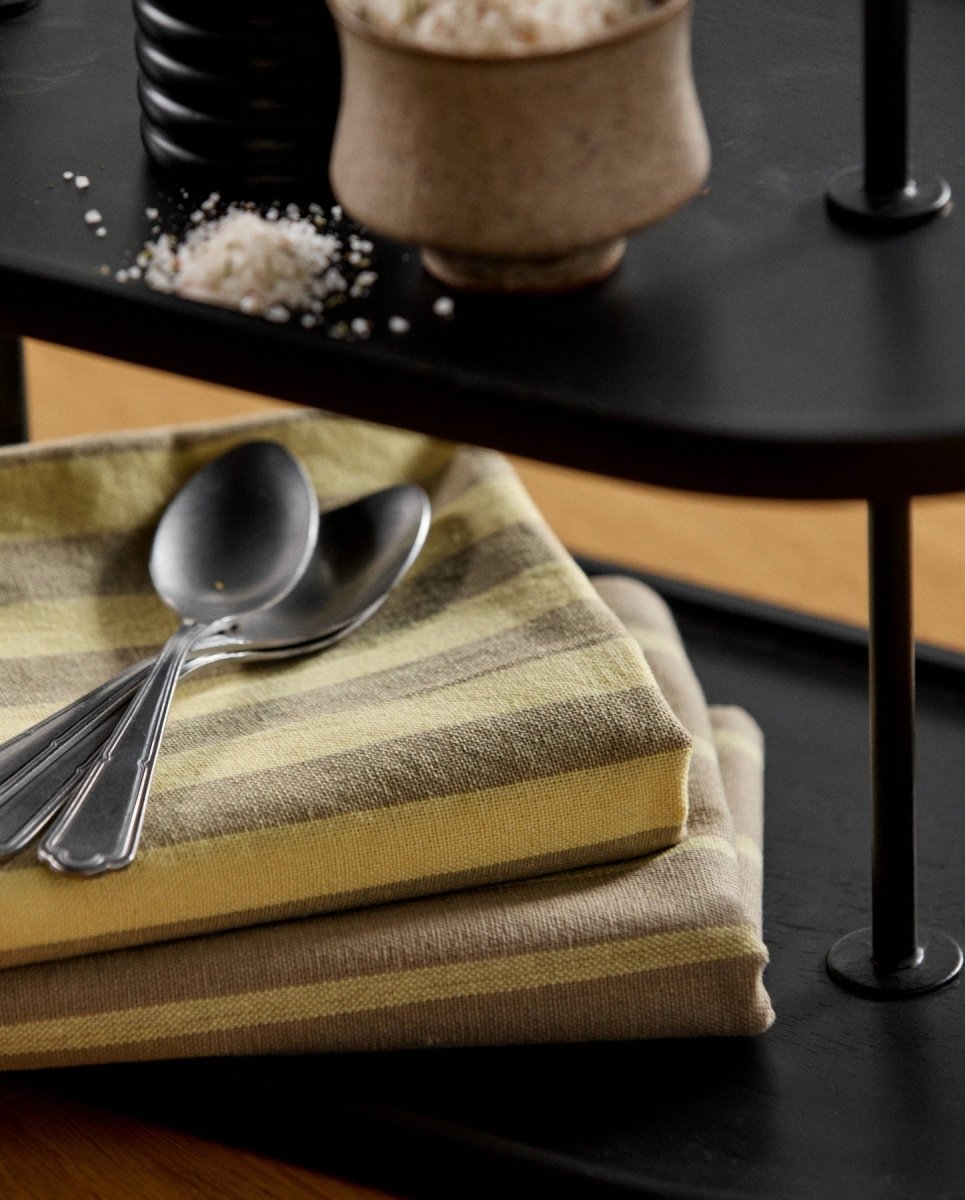 RAFU viskestykke, stribet - gul/beige - naordal.com
