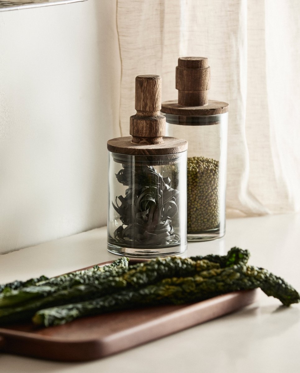 SALVIE opbevaringsglas med låg i træ - 900 ml - naordal.com