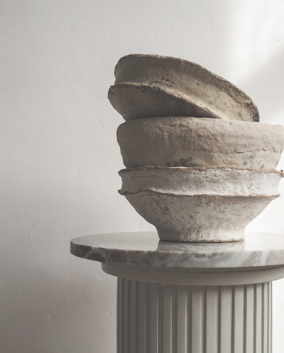 BOWL original indisk skål i papmaché - beige farver