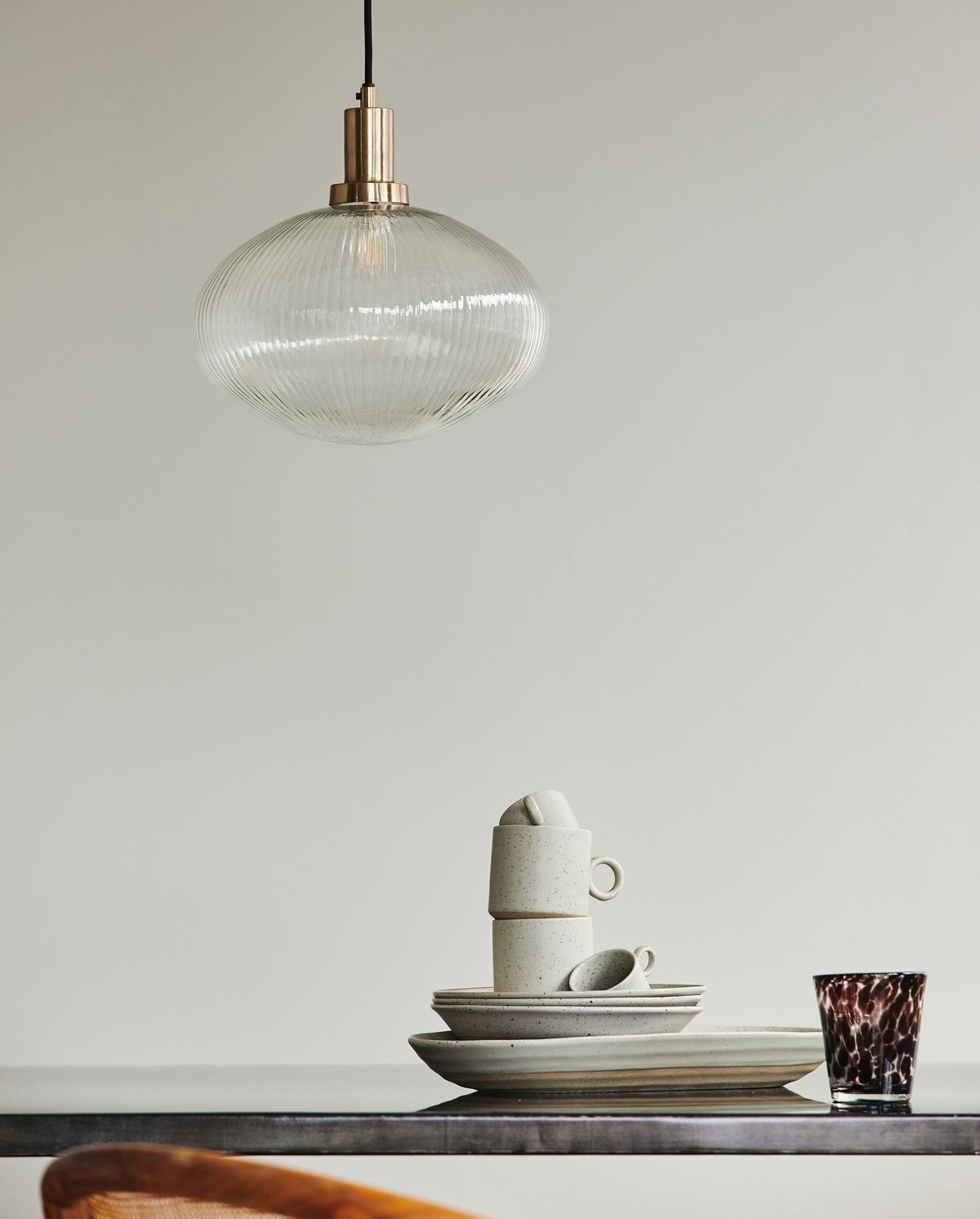 TEPIN drikkeglas med mønster - h10 cm - klar glas/brun