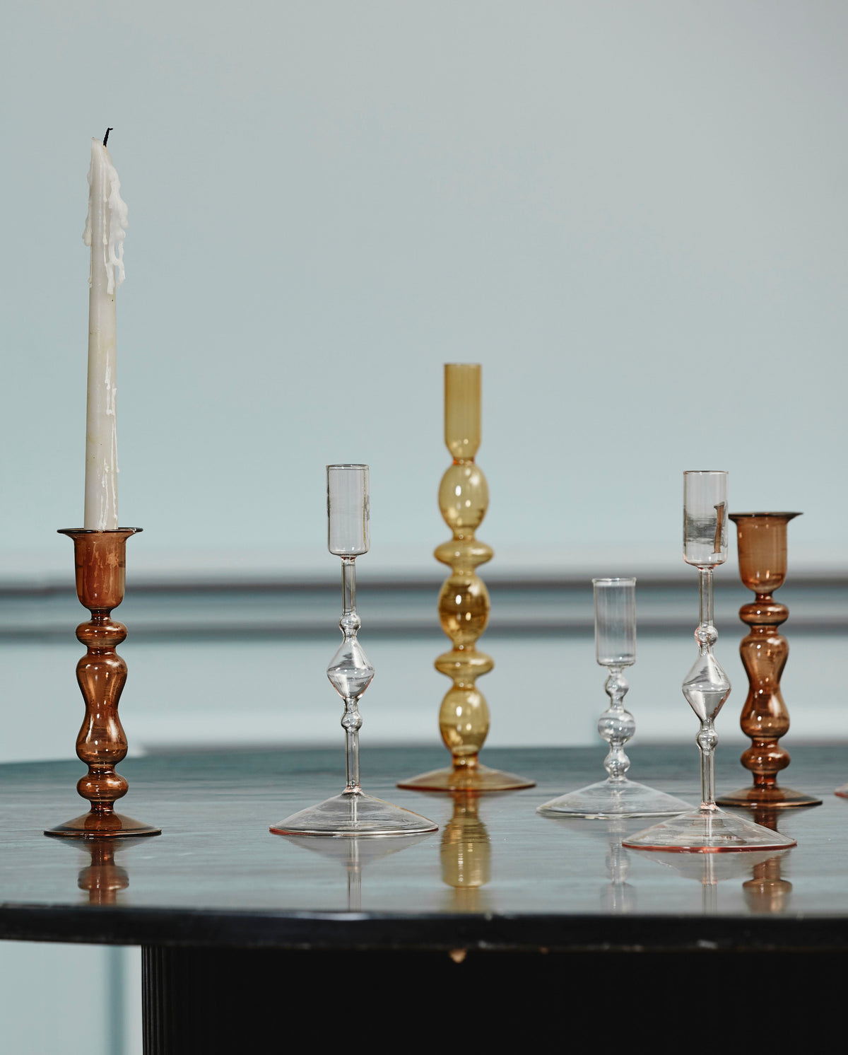 CHIROS lysestage i glas - h15 cm - klar glas