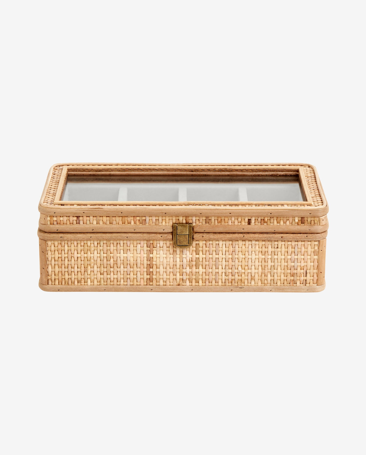 RATTAN smykkeskrin i rattan m/glaslåg - 19x34 cm - natur