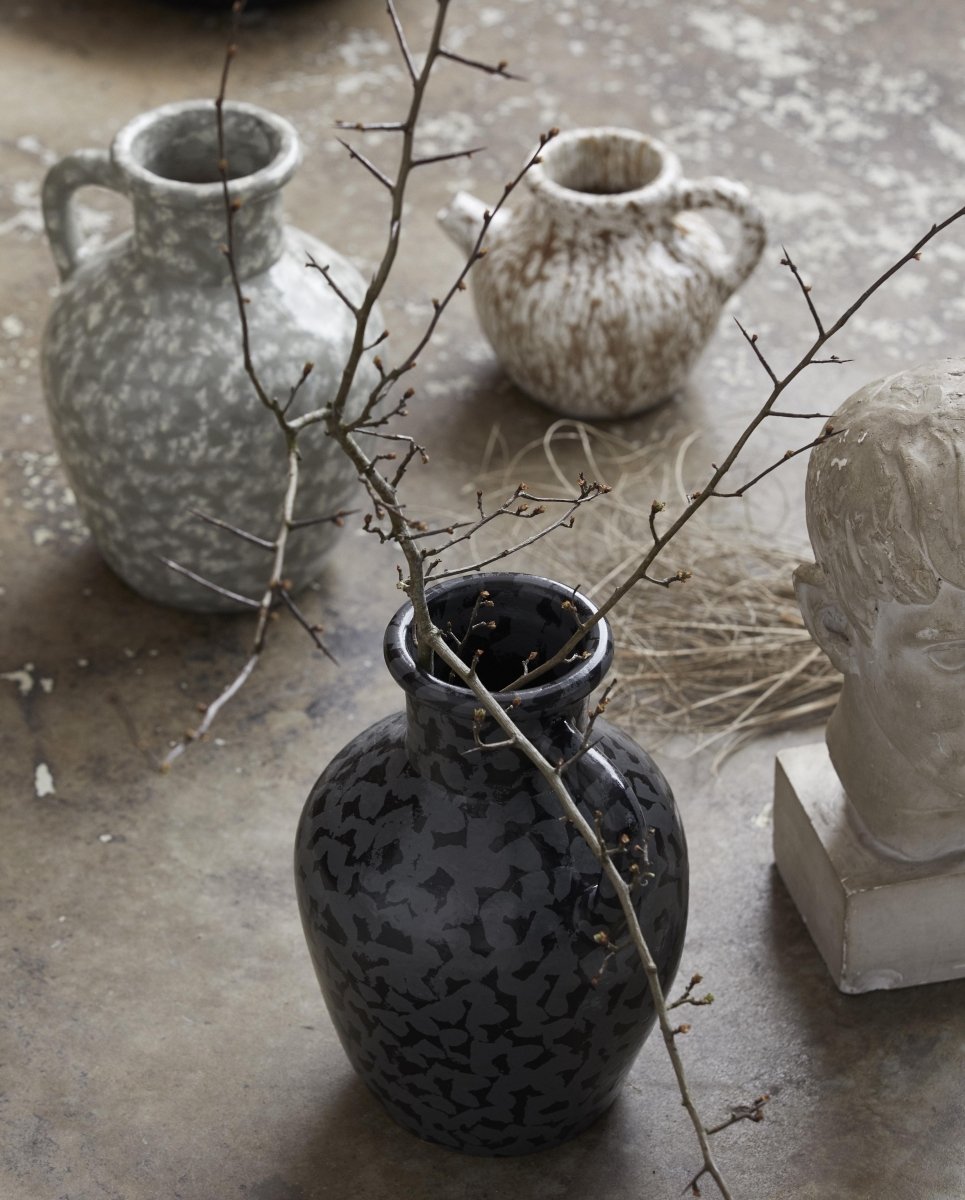 BATAM vase, glaseret - sort - naordal.com