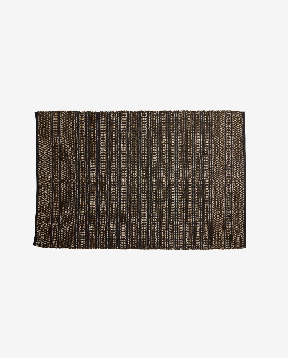 FARAH tæppe i bomuld og søgræs 240x160 cm - sort/natur - naordal.com