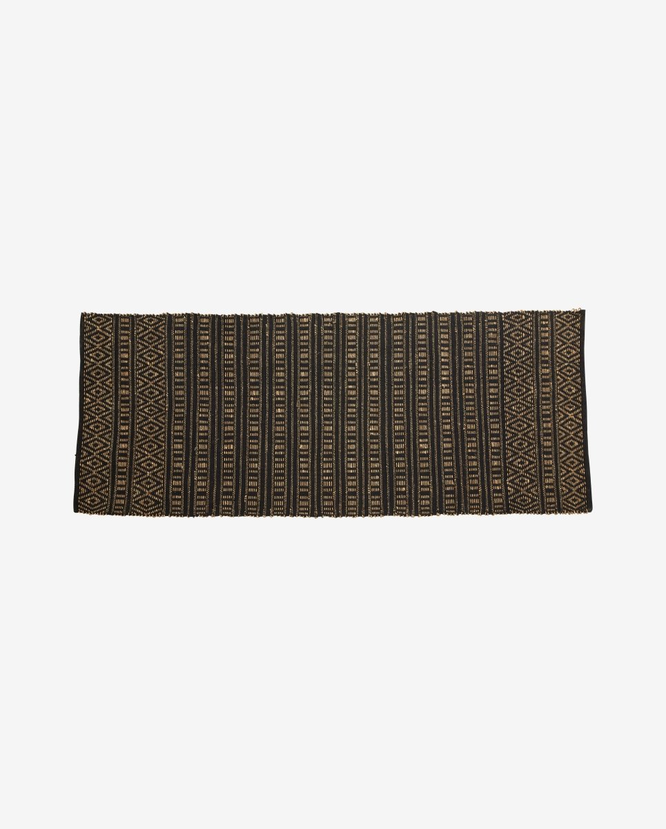 FARAH tæppe i bomuld og søgræs 250x100 cm - sort/natur - naordal.com