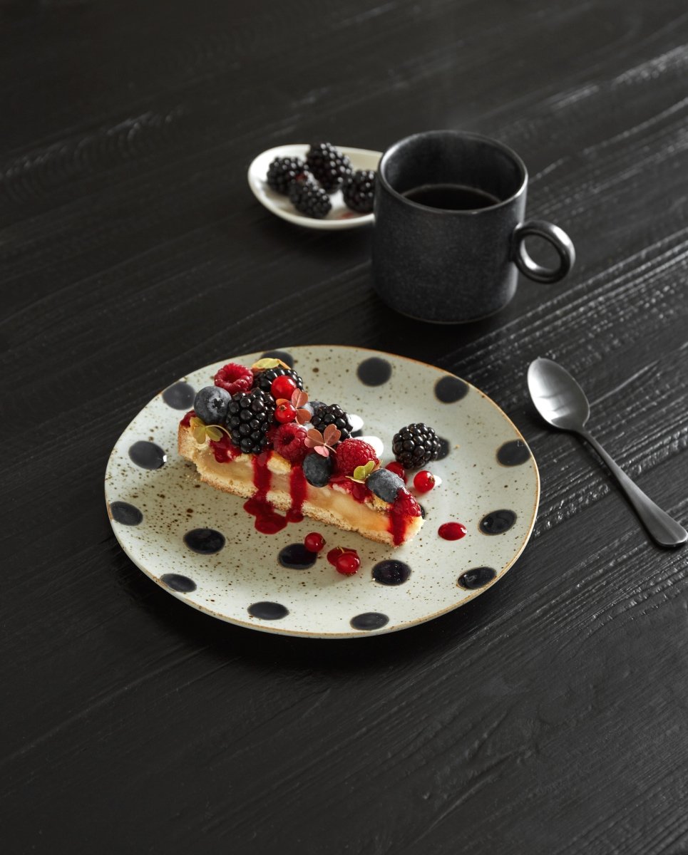 GRAINY frokosttallerken i keramik - ø21 cm - sand/blå - naordal.com