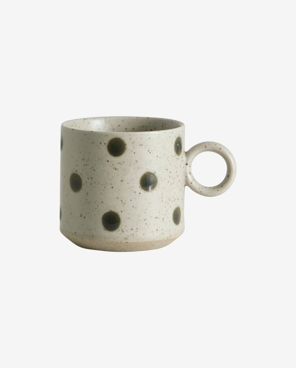 GRAINY krus i keramik m/hank - h8 cm - sand/grøn - naordal.com