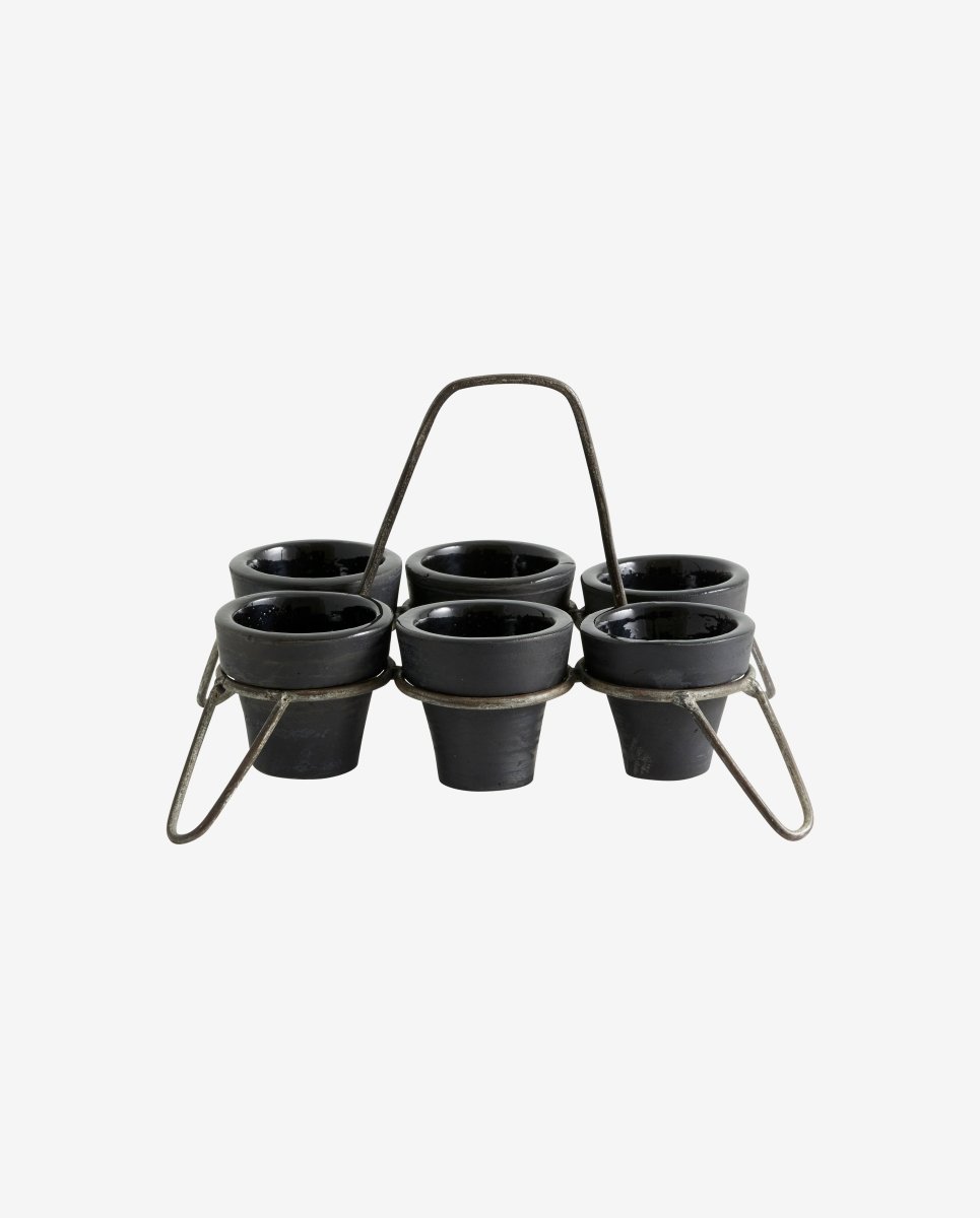 JUNIPER 6 små kopper m. holder - sort - naordal.com