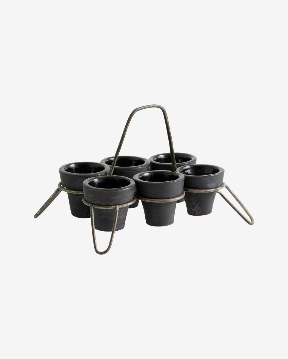 JUNIPER 6 små kopper m. holder - sort - naordal.com