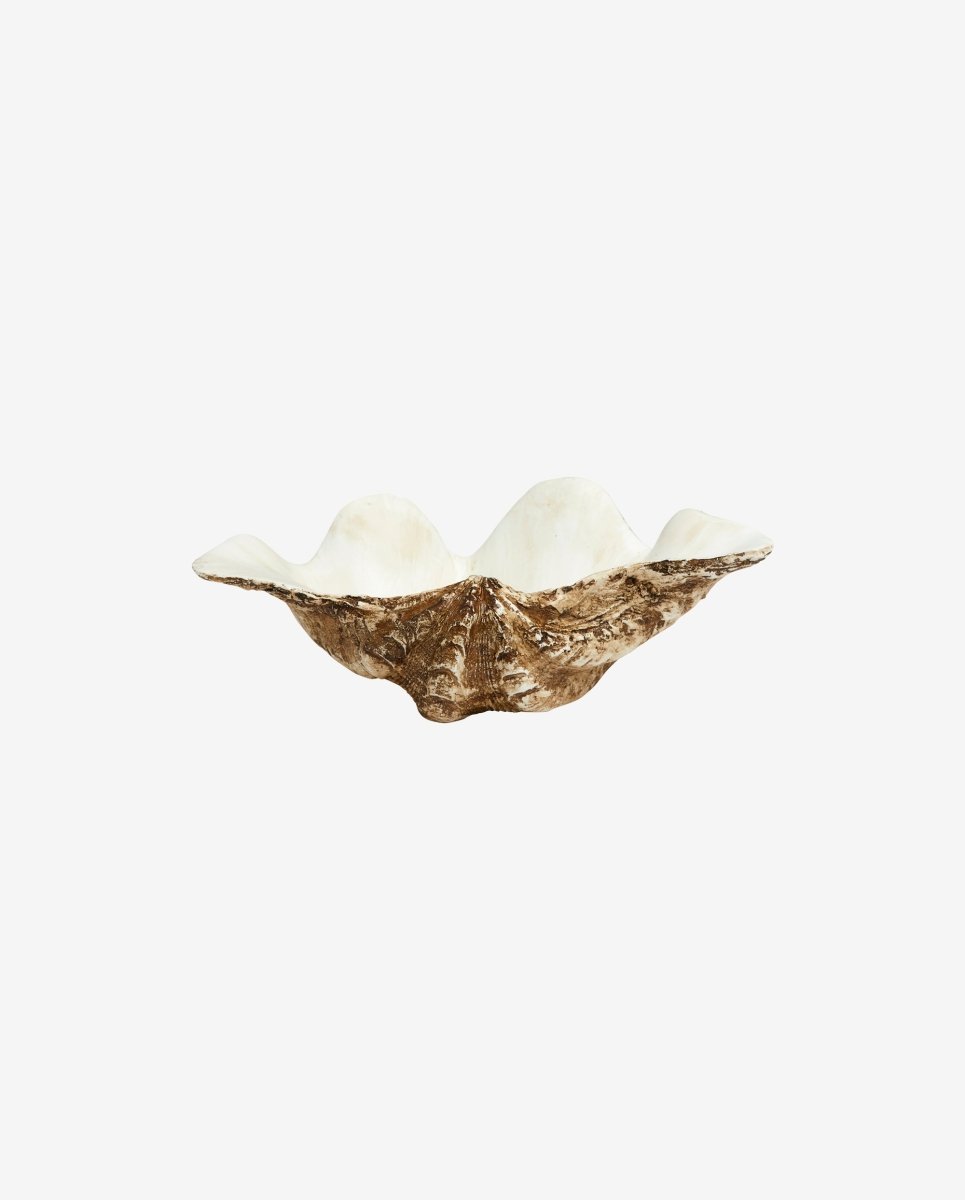 KICHI muslingeskal til dekoration - small - L26 cm - hvid/brun - naordal.com