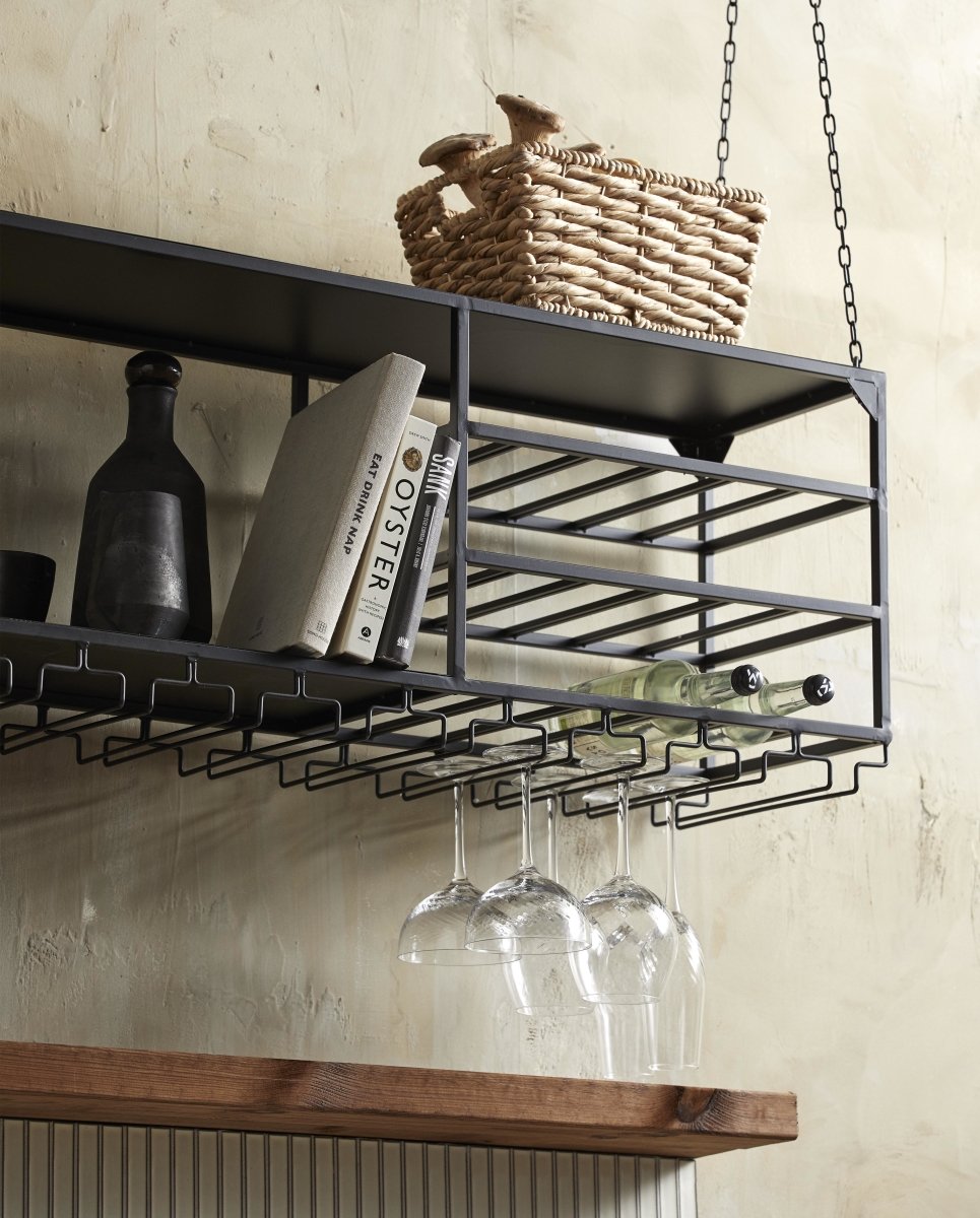 LOFT køkkenhylde i jern t/ophæng - 120x30 cm - sort - naordal.com