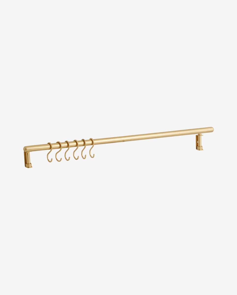 MALO hylde med 6 kroge - brass - naordal.com