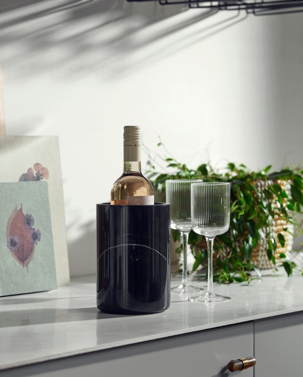 MARBI vinkøler/redskabskrukke i marmor - h18 cm - sort - naordal.com