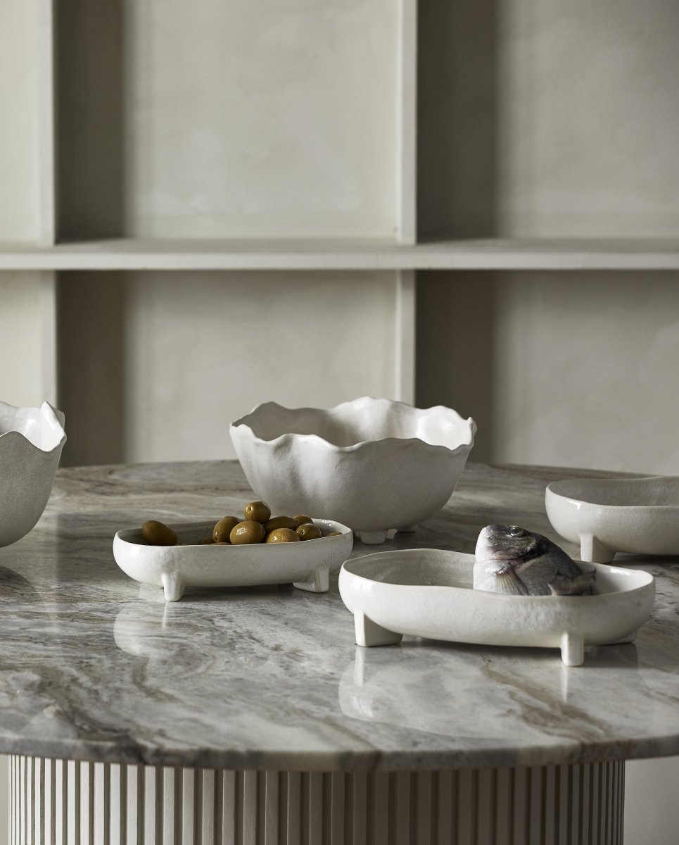 PEMBA fad i keramik - large - 28x17 cm - offwhite - naordal.com