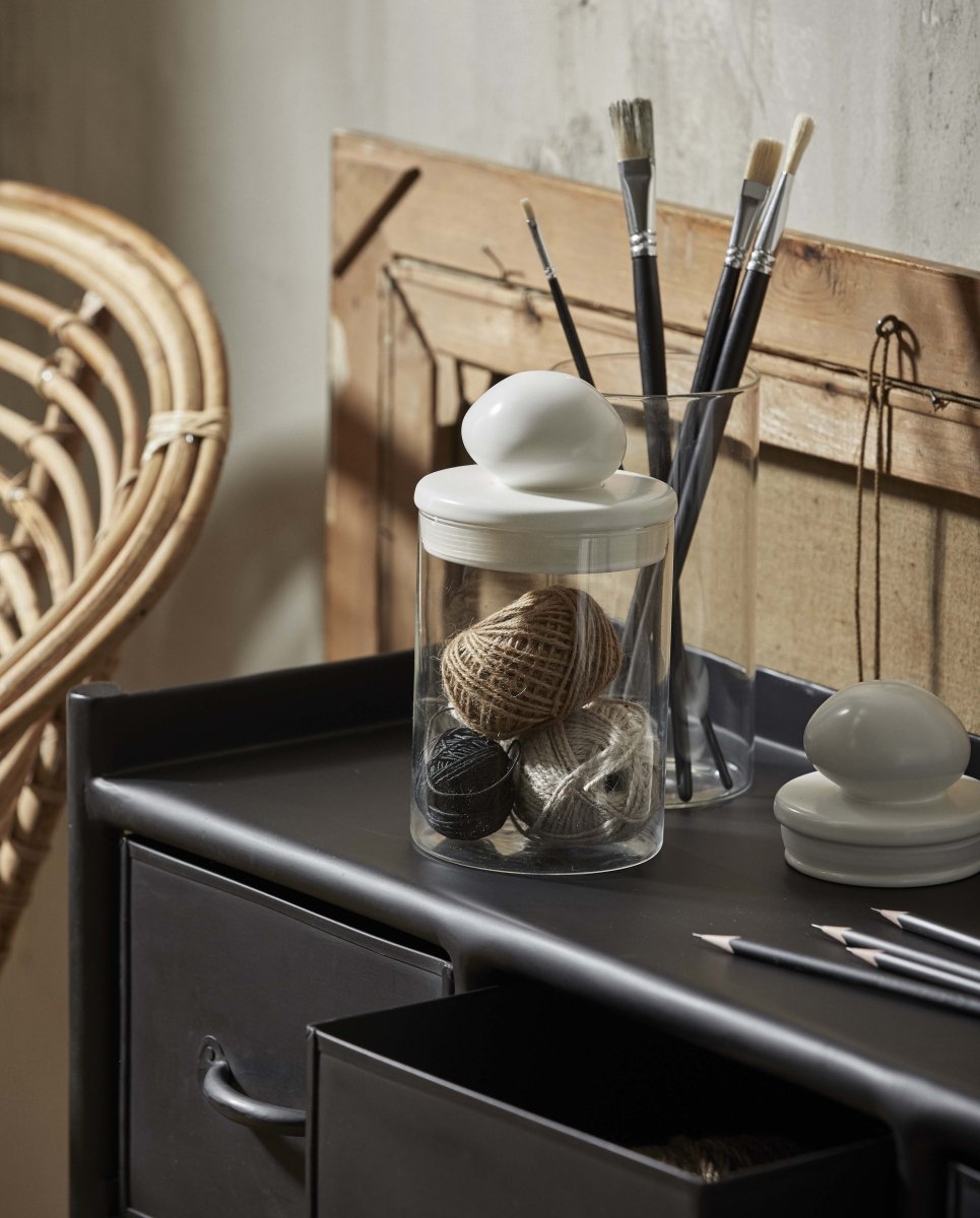 PLUM opbevaringsglas med låg i keramik - klar - naordal.com