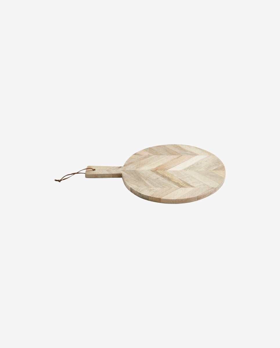 Rundt skærebræt i mangotræ - ø32 cm - natur - naordal.com