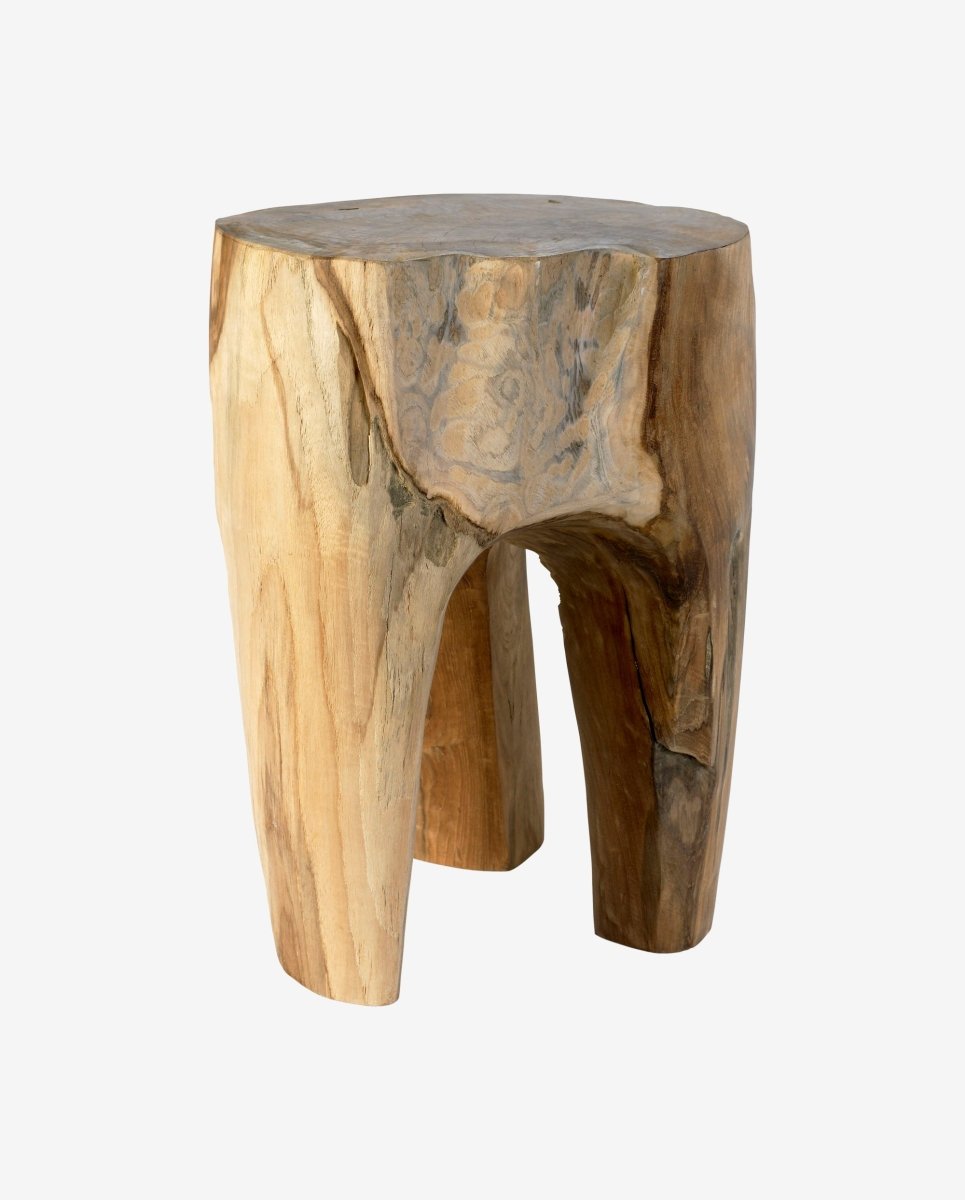 TEAK skammel i træ - h41 cm - natur - naordal.com