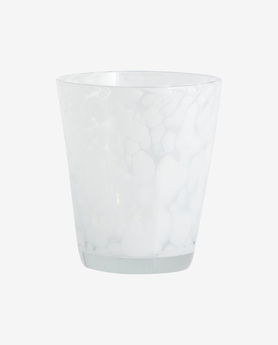 TEPIN drikkeglas med mønster - h10 cm - klar glas/hvid - naordal.com