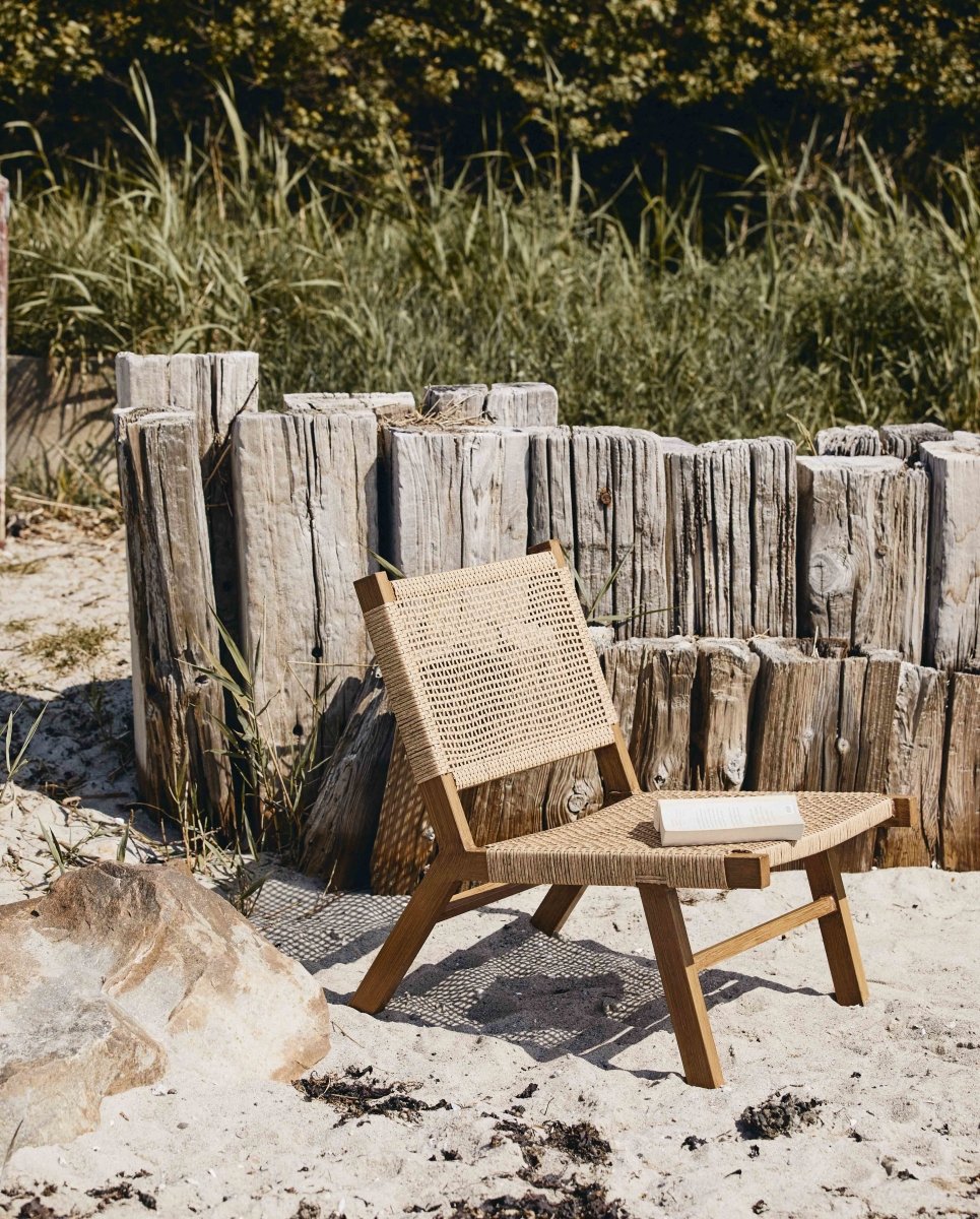 VASAI lounge havestol i flettet polyrattan - natur - naordal.com