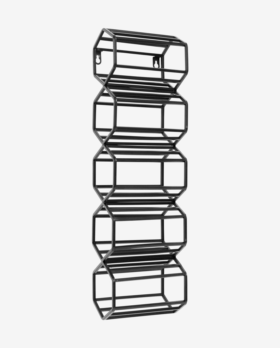 Vinreol til væg - 5 flasker - 51x16 cm - sort - naordal.com