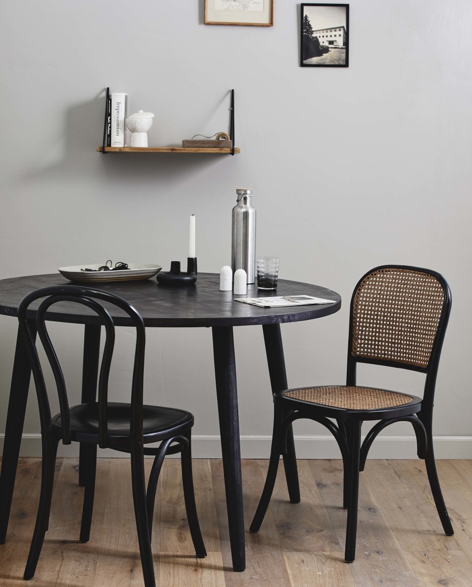 WICKY spisebordsstol med flet - sort/natur - naordal.com