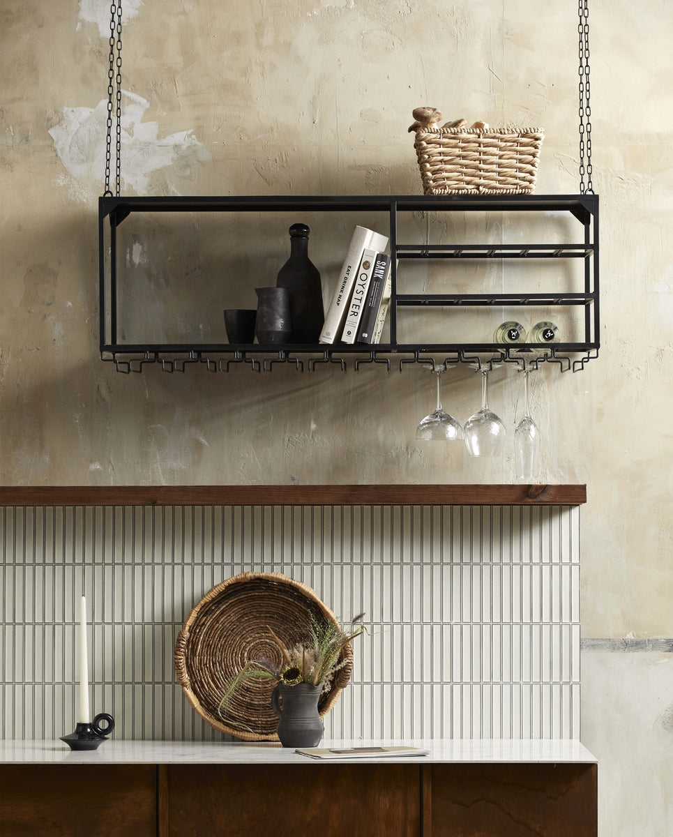 LOFT køkkenhylde i jern t/ophæng - 120x30 cm - sort