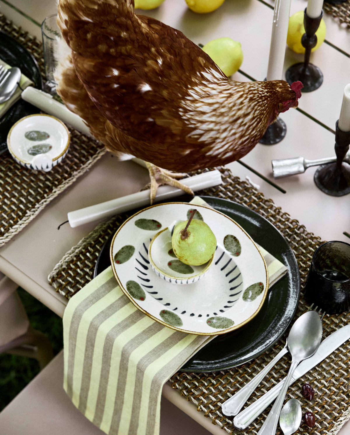 RAFU viskestykke, stribet - gul/beige