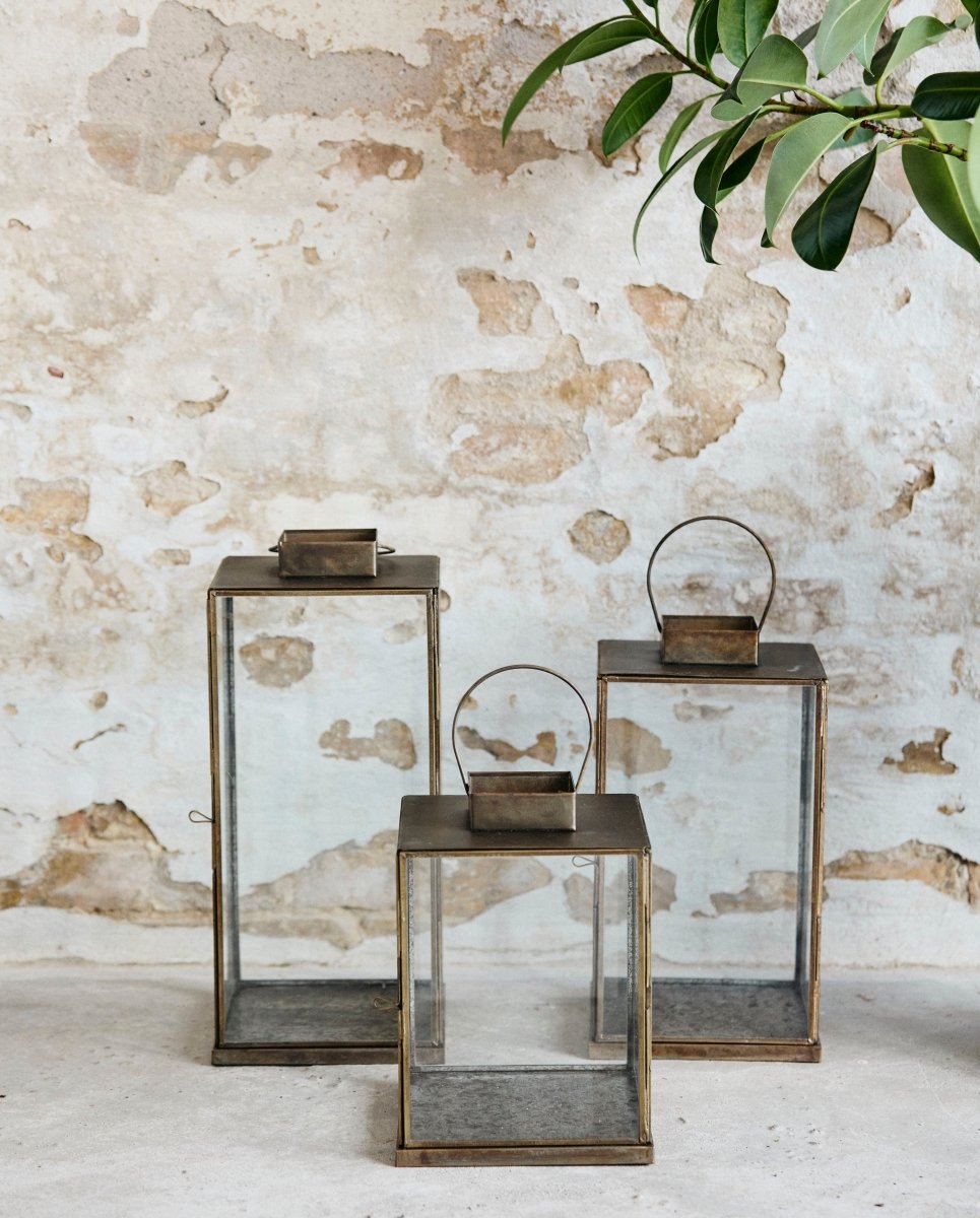 ANTIQUE lanterne i jern - h35 cm - guld finish - naordal.com