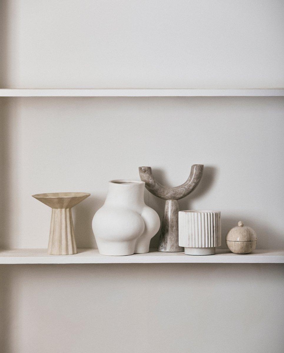 AVAJI lower body - vase i keramik - h23 cm - hvid - naordal.com