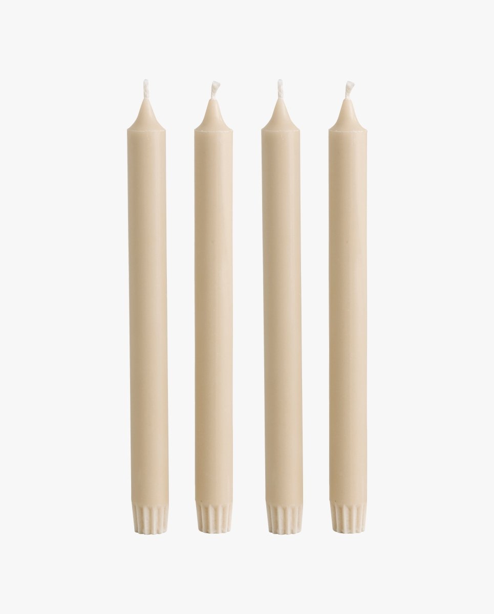 CANDLE, stearinlys, sæt m/4, 25cm - beige - naordal.com