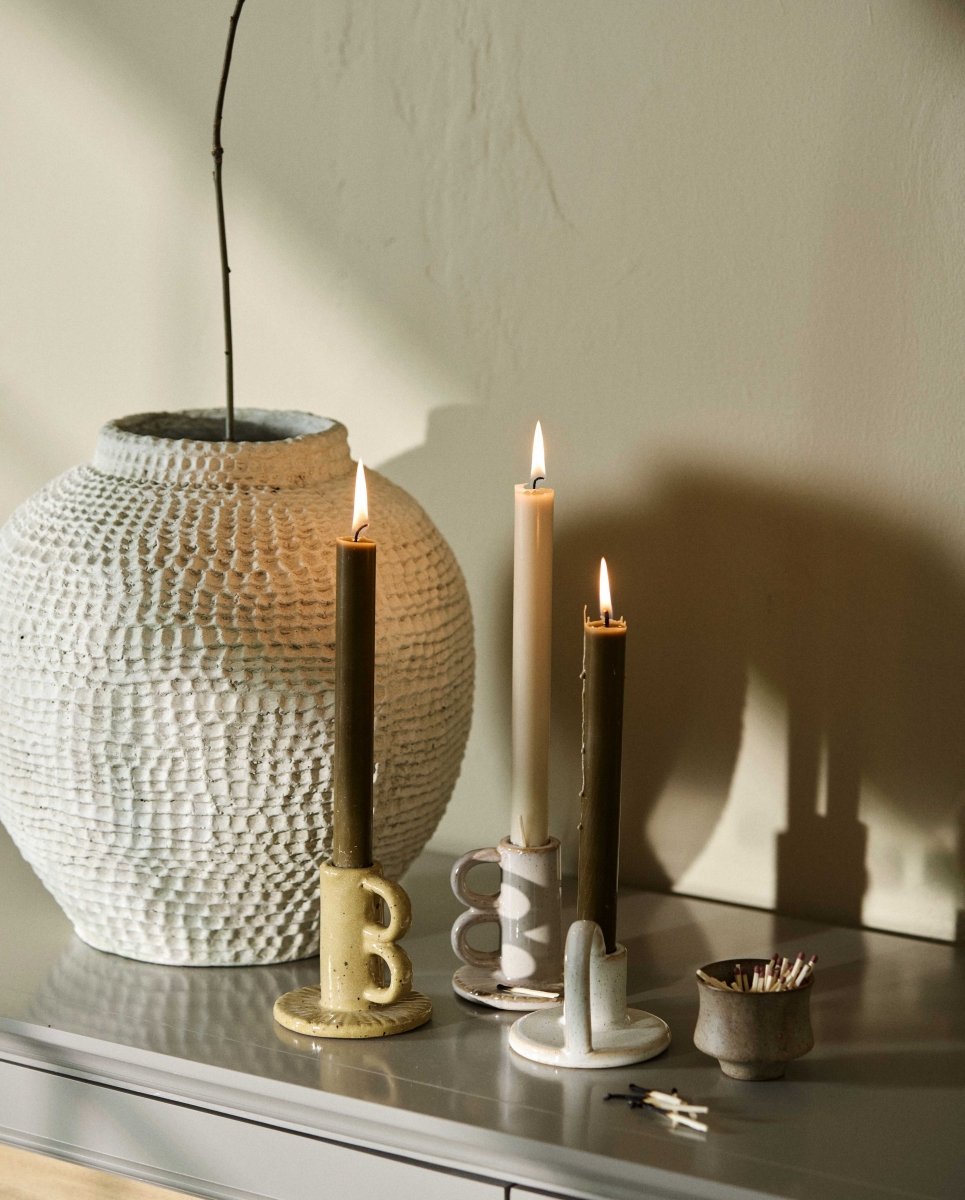 CANDLE, stearinlys, sæt m/4, 25cm - grøn - naordal.com