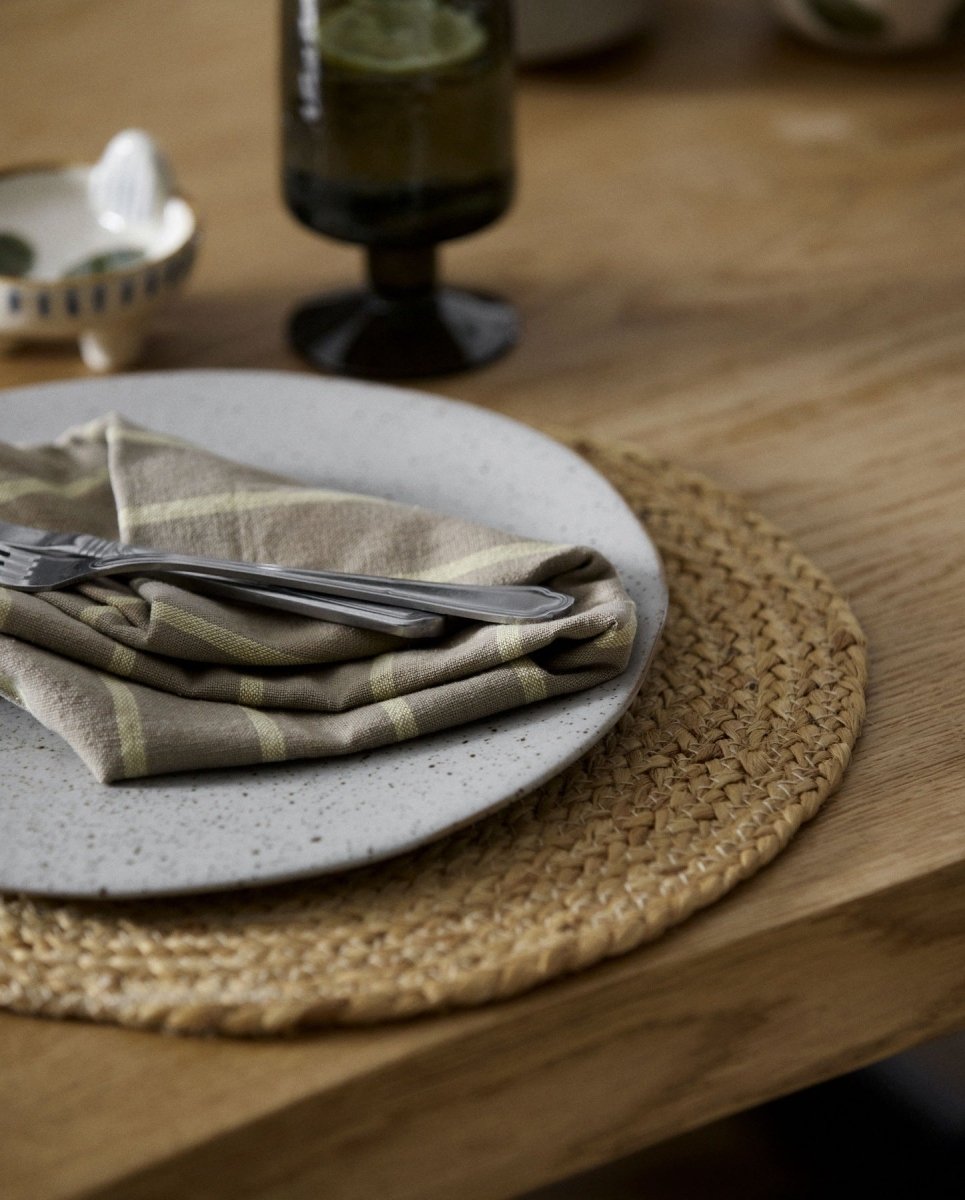 KINU viskestykke, stribet - gul/beige - naordal.com