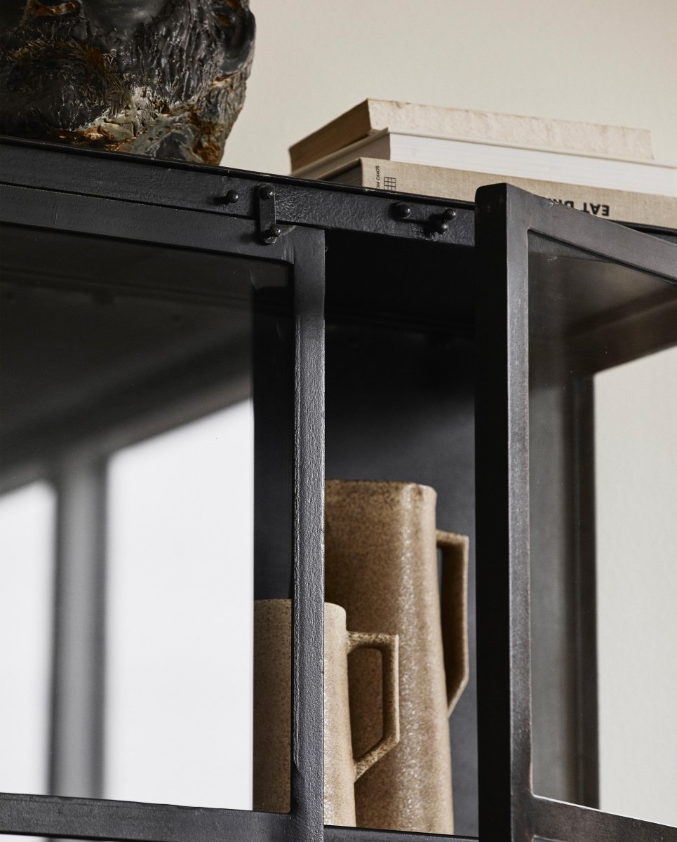 PHOENIX vitrineskab i jern - 175x80 - sort - naordal.com