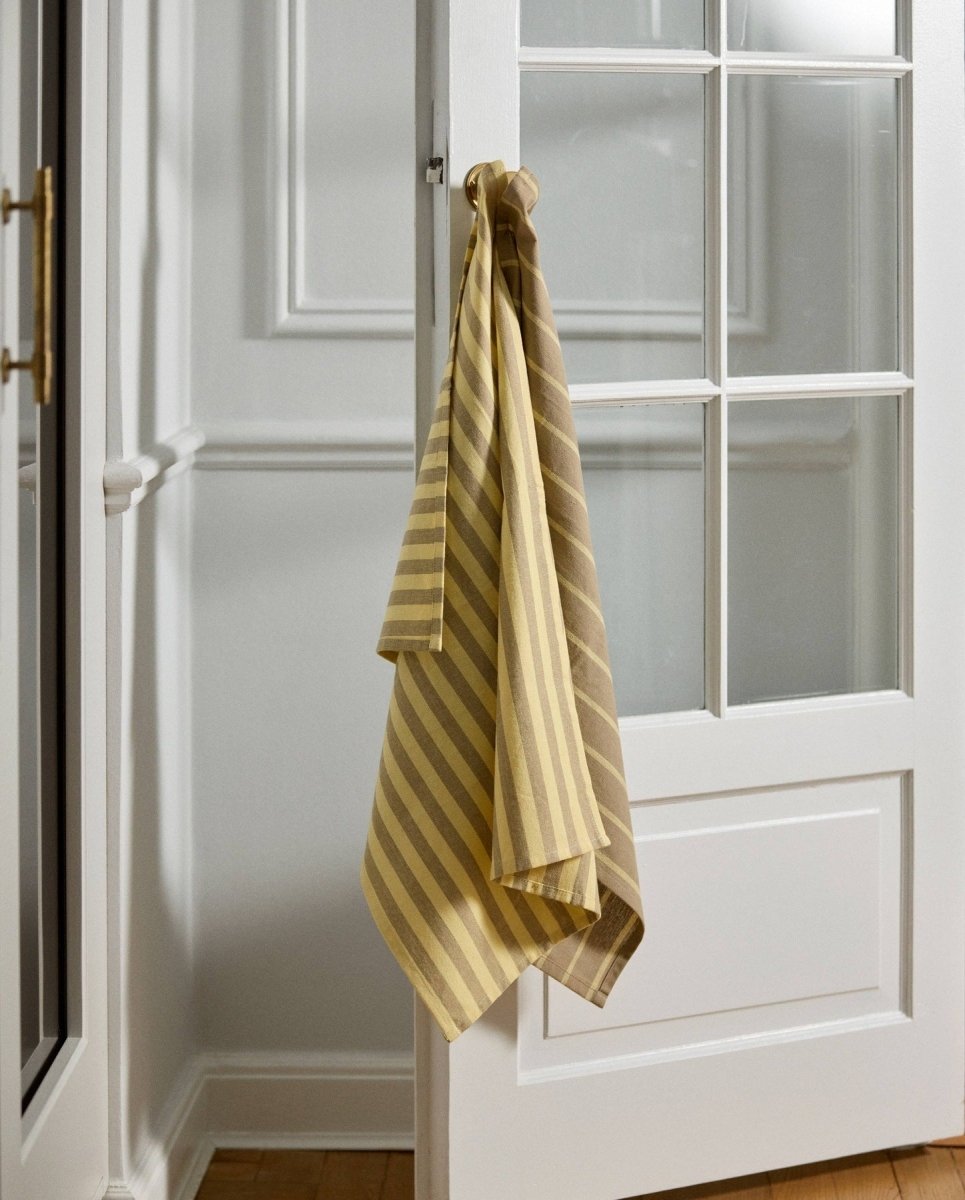 RAFU viskestykke, stribet - gul/beige - naordal.com