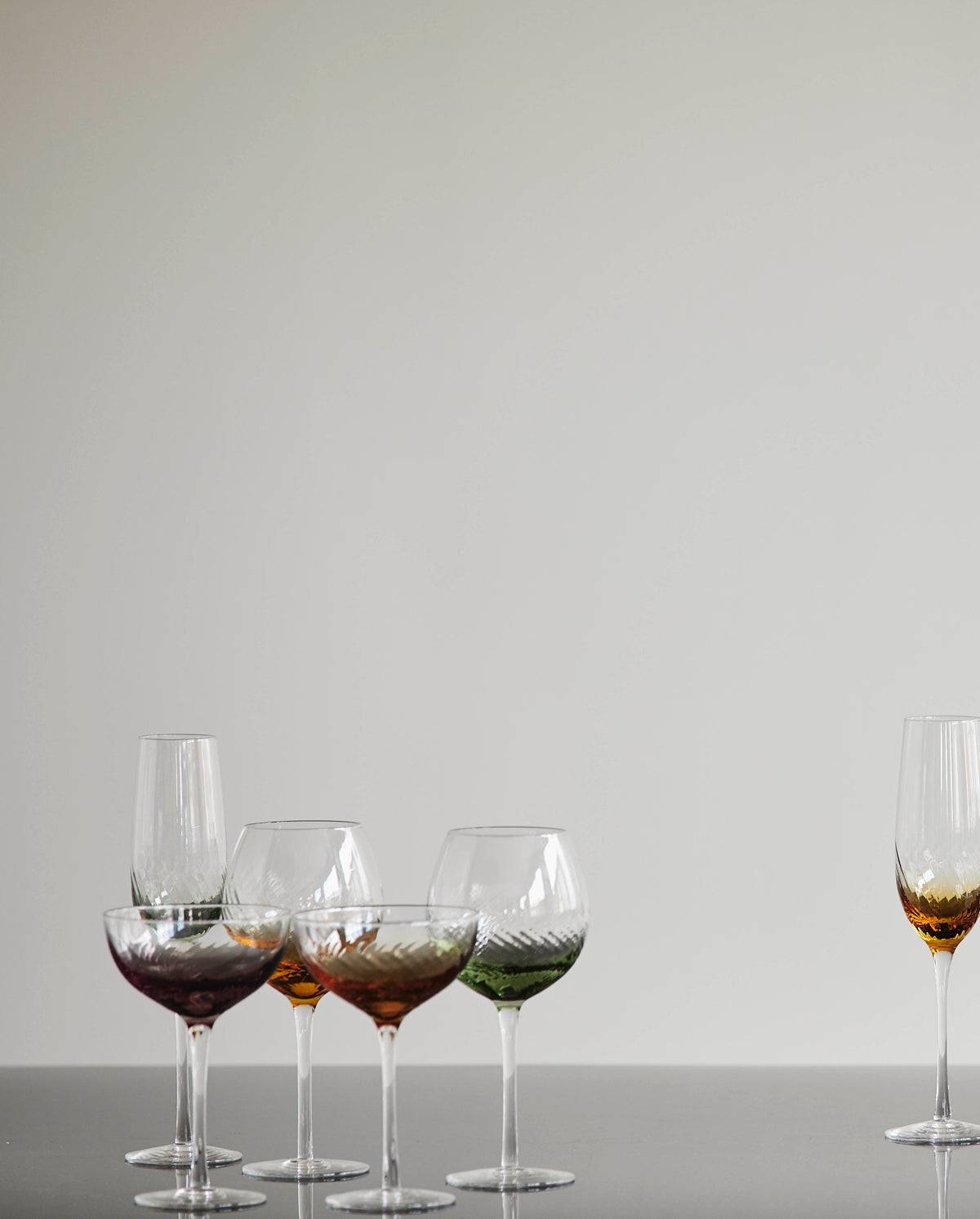 GARO champagneglas - h27,5 cm - klar glas/grøn