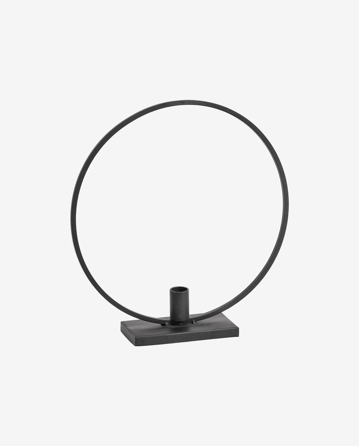 IKOYI lysestage i metal med cirkel - h31 cm - sort