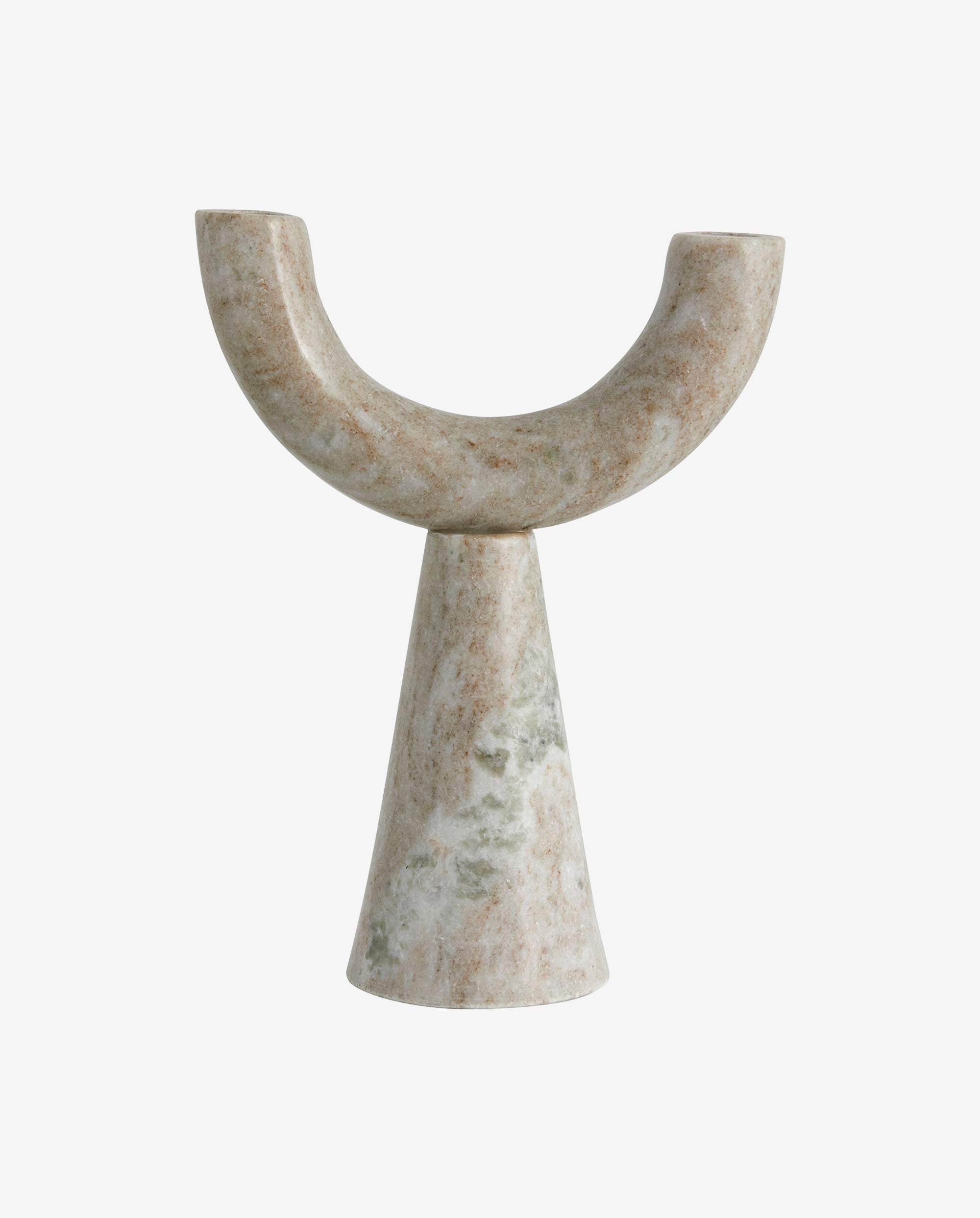 RIF lysestage i marmor - h26,5 cm - lys brun