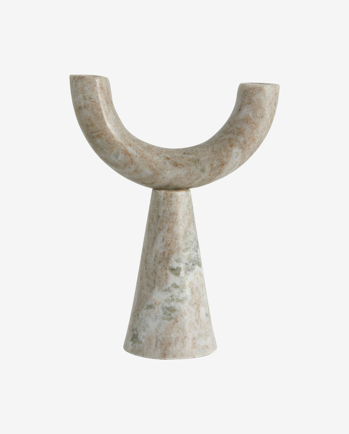 RIF lysestage i marmor - h26,5 cm - lys brun