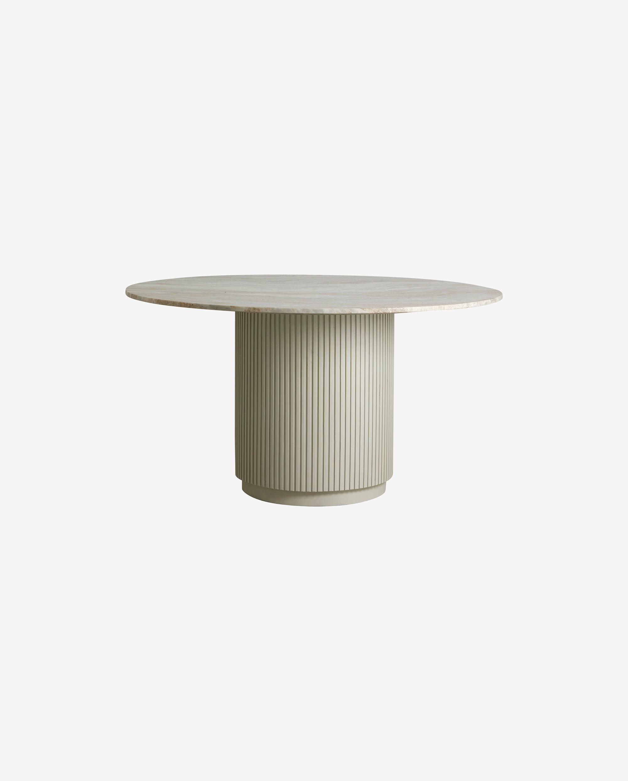 ERIE rundt spisebord i træ og marmor - ø140 cm - råhvid, brun, beige