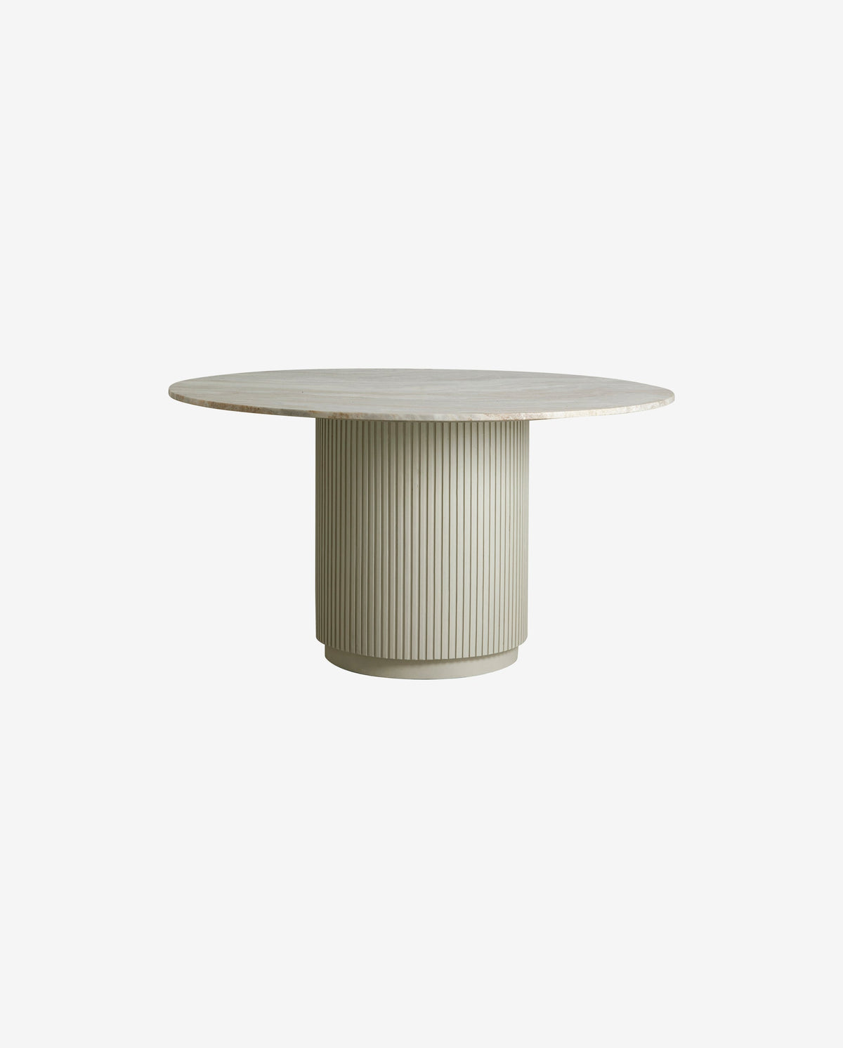 ERIE rundt spisebord i træ og marmor - ø140 cm - råhvid, brun, beige
