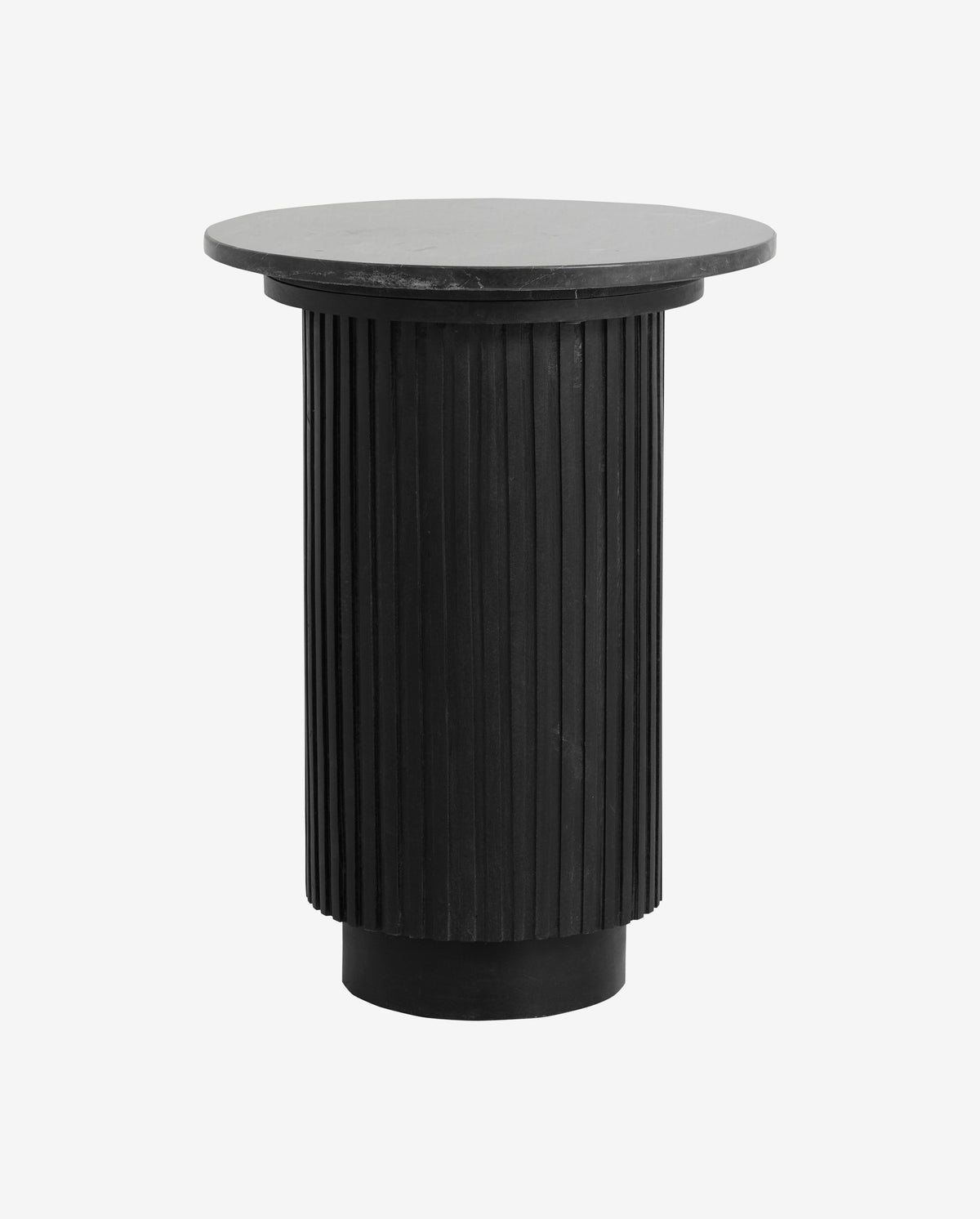ERIE rundt sidebord i træ og marmor - ø40 cm - sort