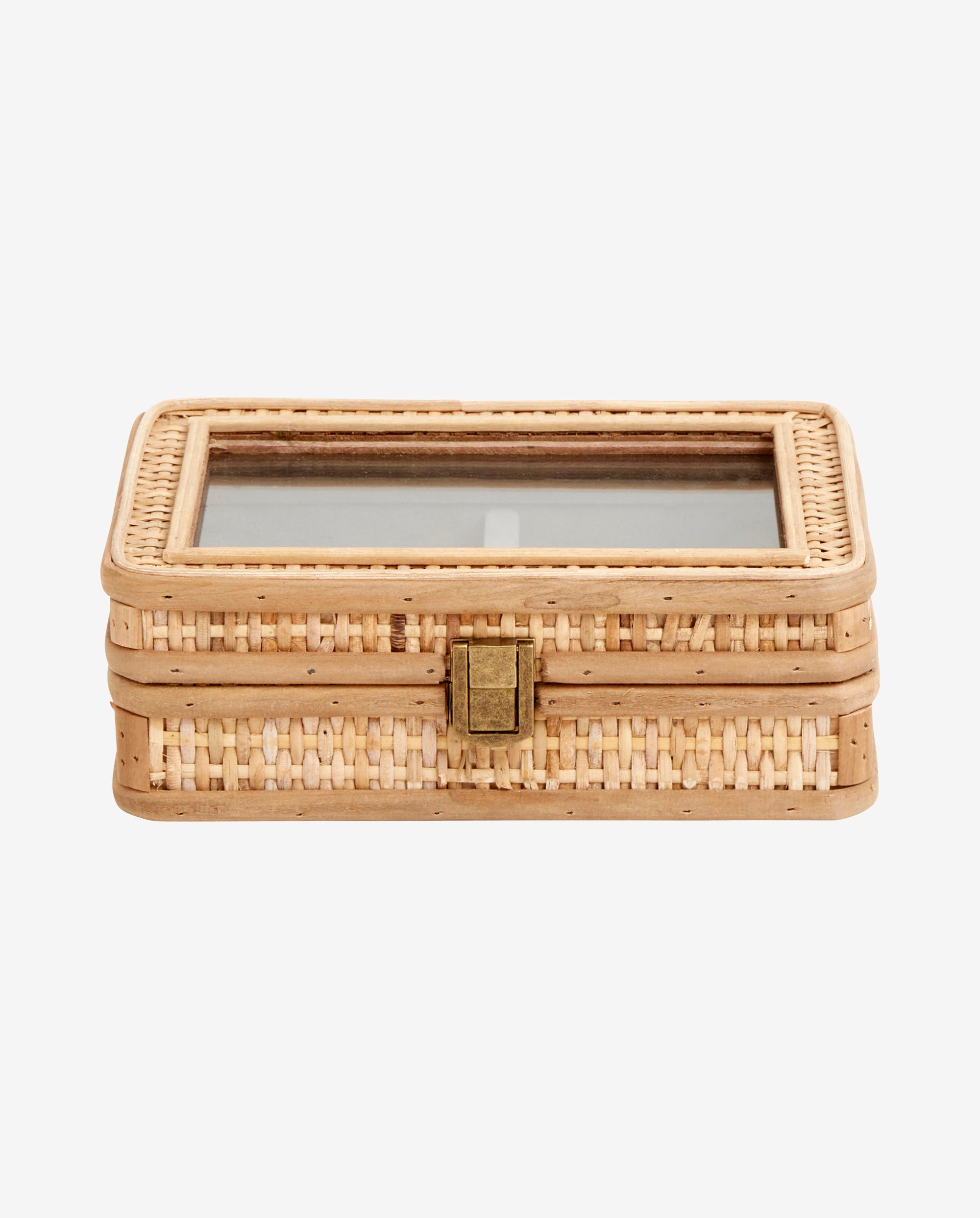 RATTAN smykkeskrin i rattan m/glaslåg - 16x21 cm - natur